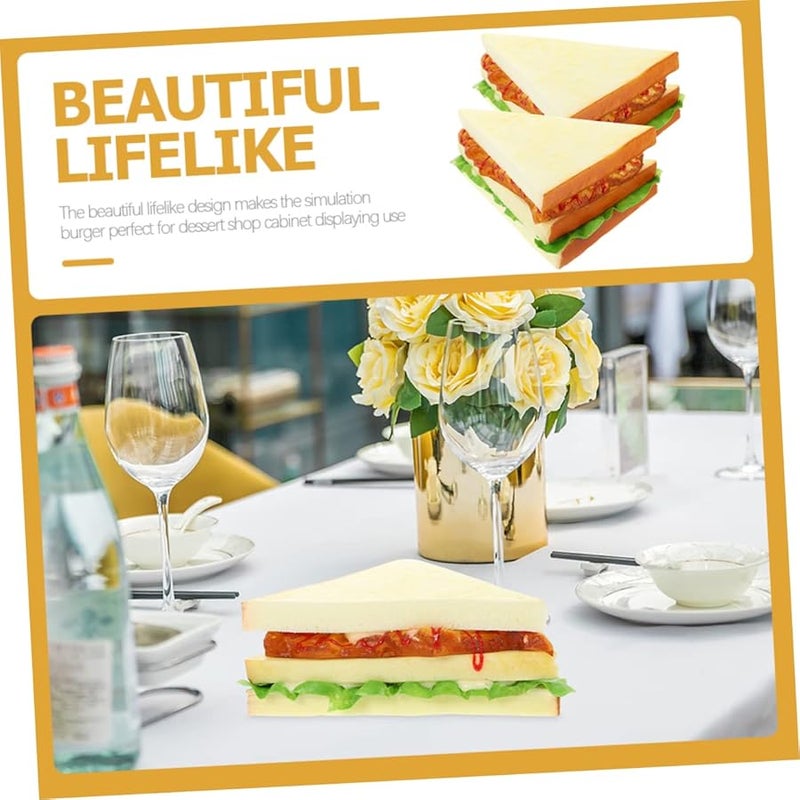 Hootnee 2pcs Fake Squishy Bread Sandwich Models Kitchen Decor Photo Props Teaching Aids - Image 3